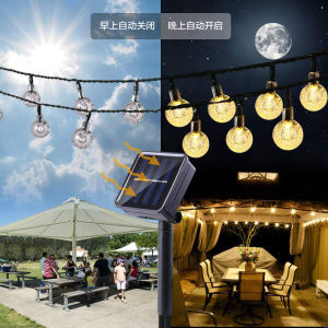 SXH 50LED Solar Ball Bubble String Lights Outdoor Waterproof Warm White Garden Decoration Christmas Halloween Festive Lights