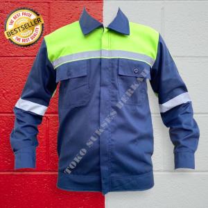 TSB Kemeja panjang kombinasi Baju Safety Lengan Panjang Katelpak Wearpack Atasan Safety Kombinasi 2 Warna Kemeja two tone