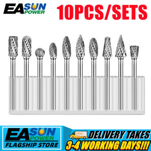 10pcs 3mm Shank Tungsten Carbide Milling Cutter Rotary Tool Burr Double Diamond Cut Rotary Tools Electric Grinding DIY woodworking carving engraving and polishing