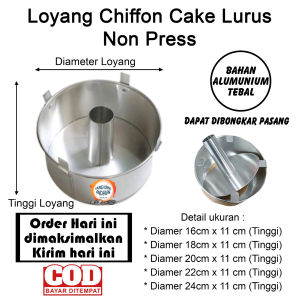 loyang chiffon cake lurus sambungan ukuran 16 18 20 22 24 tinggi 11cm