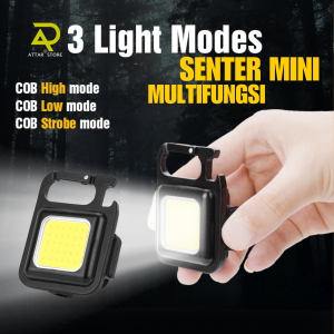 Senter Mini LED COB Gantungan Kunci Besi Lampu Kecil Keychain Camping Cas USB Type-C ATTAR28