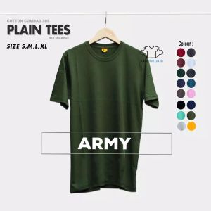 Baju Distro Polos Pria Keren Lengan Pendek/ Kaos Polos Adem Cotton Combed 30s Premium Original Warna Army Murah