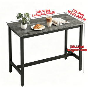 Global Modern Industrial Bar Table Wood Metal Heavy Duty High Desk Space-Saving Study WFH Cafe Table