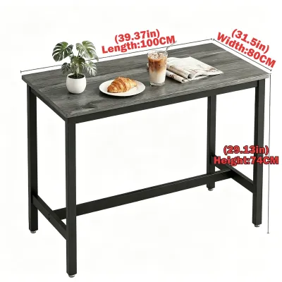 Global Modern Industrial Bar Table Wood Metal Heavy Duty High Desk Space-Saving Study WFH Cafe Table