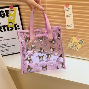 Christmas Gift Halloween Hot Sanrio Kawaii Pvc Cosmetic Bag Hellokitty Cartoon Wash Bag Kuromi Cartoon Cute Girl Beach Bag Fashion Handbag 2024 New Style