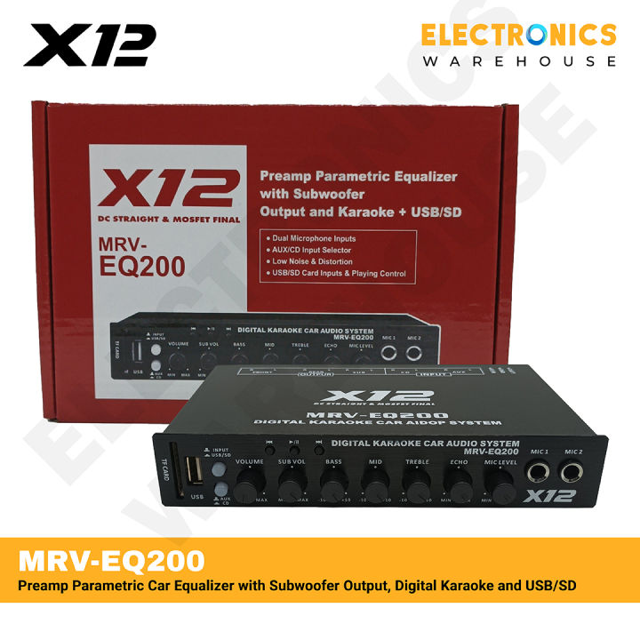X12 MRVEQ200 Preamp Parametric Car Equalizer with Subwoofer Output