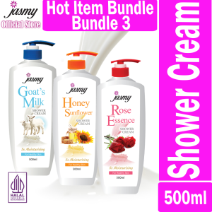 Paket Laris 3 x 500ml Goat Milk-Honey-Rose Jasmy Shower Cream sabun mandi cair body wash import Malaysia