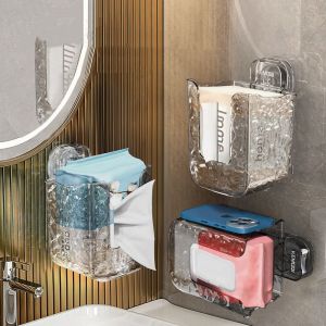 CHICKETTI Plastic Suction Cup Wet Wipes Storage Box Punch-Free Transparent Wipes Holder Convenient Wall-Mounted Wipes Storage Box for Home