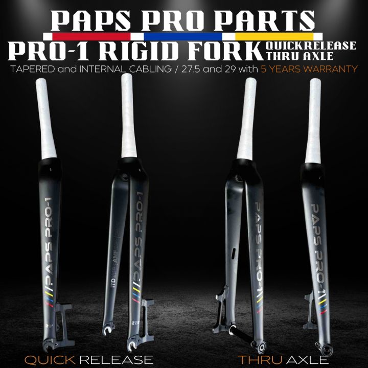 PAPS PRO 1 RIGID FORK ALLOY TAPERED QUICK RELEASE & THRU AXLE 5 YEARS ...
