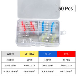 Hoolnx 200 PCS Solder Seal Wire Connector Kit Heat Shrink Butt Terminal Waterproof Insulated Electrical Butt Splice Wire Joint