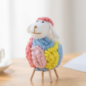 MIIQNUS Thủ công Mini Vải Xmas Ngày lễ Giáng sinh Trang trí nội thất Đồ dùng dự tiệc Tượng thu nhỏ Felt Sheep Figurines