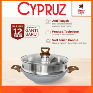 CYPRUZ Hercules Series Wok Pan / Kuali Steamer 30 cm (Anti Lengket & Penyok)