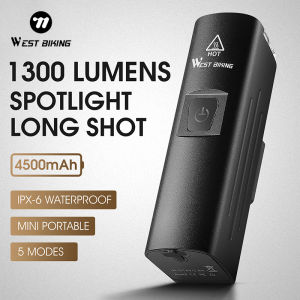 WEST BIKING 1300Lumens Bicycle Light LED Flashlight 4500mAh USB Rechargable Bike Front Light lamps IPX6 Waterproof Bike Accessories Cycling Headlight