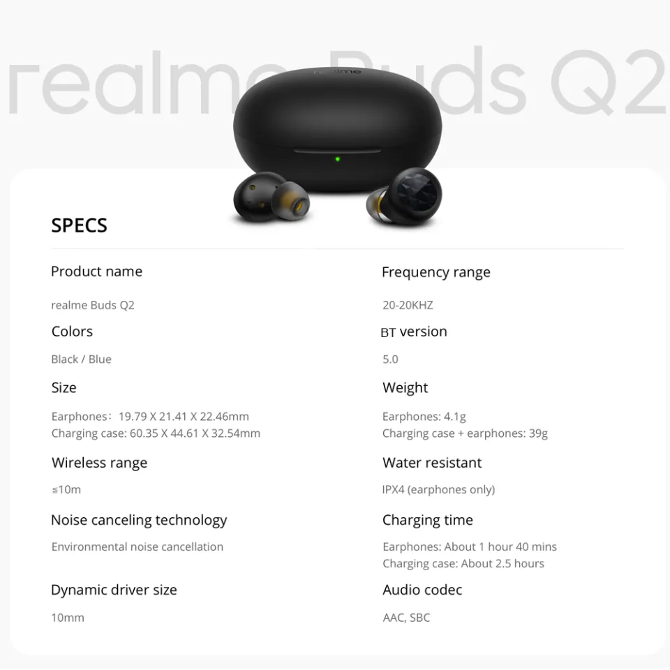 Realme bluetooth earphones online specifications