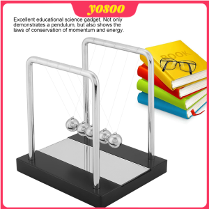 【ELE】Của Newton Đế Cân Bằng Thép Không Gỉ Bóng Vật Lý Học Con Lắc Đồ Trang Trí Bàn Đồ Chơi(Silver)