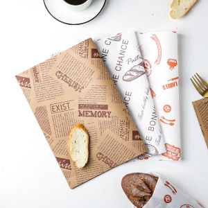 Food Wax Paper 50/100Pcs Sandwich Bread Burger Bento Cake Baking Wrapper 28x38CM Nonstick Oil-Paper Barbecue Fries Hamberger Wrapping Paper Food Grade Greaseproof Waterproof Home Made DIY Packing Kitchen Dining Placemat
