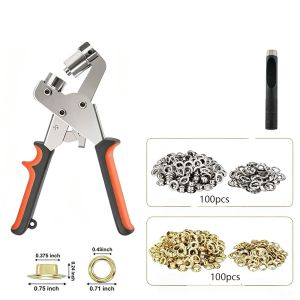 HUGHES Manual Press Hand Press Grommet Puncher 10mm Eyelet with Grommets Handheld Grommet Tool Kit Effortless Strength Saving Hole Punch Pliers Eyelet Installation Tool