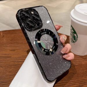 [Mới] bọc kim tuyến mạ nam châm sang trọng cho iPhone 11 12 13 Pro Max Plus với vỏ Trong Suốt Mềm vỏ bảo vệ camera