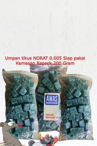 Racun tikus super ampuh mati kering siap pakai NORAT Brodifacoum 0005 BB super ampuh paling jitu kemasan repack 200 gram