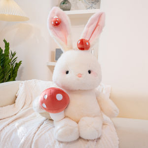 JOJO CASTLE 40/60/85cm Mushroom Bunny Rabbit Plush Toy Soft Stuffed Animal Doll Babys Sleeping Pillow Companion Delicate Home Decor Kids Gifts