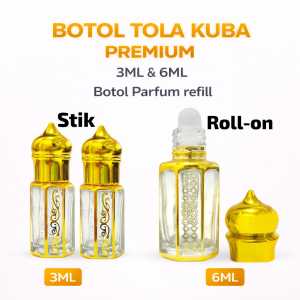 botol tola printing tutup kuba 3ml 6ml/ botol refill parfum / botol kuba printing mewah