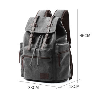 MOYYI Vintage Backpack Mens Retro Canvas Bag Simple Casual Travel Bag Student Schoolbag 15 inch Laptop Backpack Fashionable Mens Bag