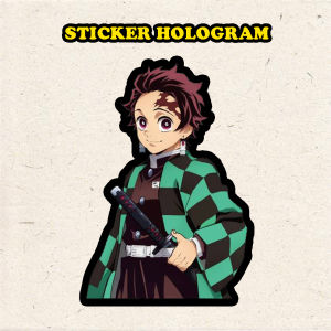 Stiker Hologram Anime TANJIRO Demon slayer ukuran 6 cm