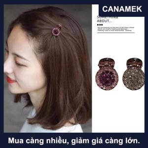 【CANAMEK】 2 4 cái kẹp tóc mini tròn Rhinestone kẹp móng vuốt nữ Zircon Retro kẹp tóc nhỏ kẹp Tóc Cua Phụ kiện tóc nữ ﻿