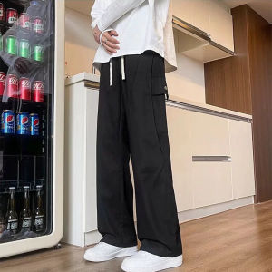 Celana cargo panjang pria cargo pants hitam Korean Style Loose Pants Oversize celana pinggang karet pria Wide Leg Pants Celana Training celana kargo murah standar gombrong baggy pants Jumbo Celana Kulot Pants kargo murah