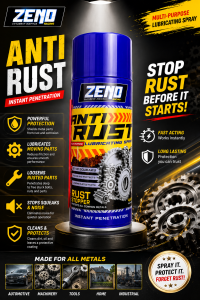 ZENO ANTI RUST SPRAY – Multi-Purpose Lubricating Spray | Instant Penetration | Rust Stopper