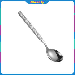 Masely Stainless Steel Long Handle Soup Spoon Elegant Silver Scoop Creative Design Durable Tableware