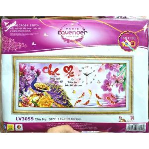 Tranh thêu chữ thập cha mẹ - tự thêu