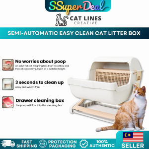 Cat Toilet Extra Large Semi-Automatic Pet Semi-Enclosed Litter Box Semi Automatic ( Semi Auto )