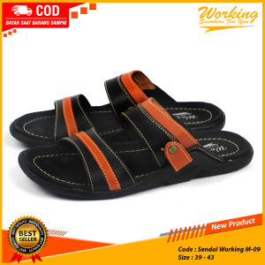 Sandal Slop Selop Kulit Pria Working M06-M09 Sendal Pria Casual Kekinian Santai Murah Bestseller