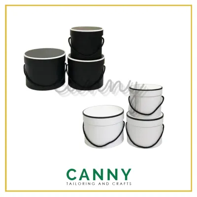 Gift Box / Bouquet Box / FLOWER Box Round With Handle (3 Sizes) [KOD W7088]