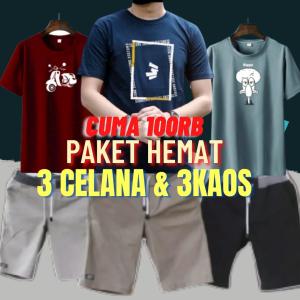 Paket Hemat 100Ribu 3 Celana + 3 Kaos