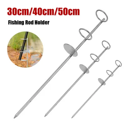 TX 30/40/50cm Portable Fishing Rod Holder Support Stainless Steel Ground Spike Rod Rest Stand Bank Fishing Ground Rod Holder Tackle