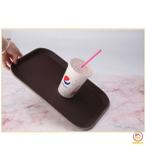 Khay chữ Nhật trống trơn trượt khay bưng bê quán ba rơi không vỡ