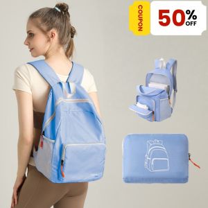 QNQN 【COD】กระเป๋าเป้สะพายหลังพับได้น้ำหนักเบากระเป๋าสะพายคู่เดินทางความจุขนาดใหญ่กีฬากระเป๋าเป้สะพายหลังกลางแจ้ง