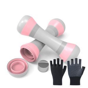WUXU 4KG Dumbbell Set Adjustable Weight with 1 Pair Gloves Household Dumbbells Multi-purpose Non-slip Arm Muscle Exercise Dumbbell for Arm Training Yoga and Fitness