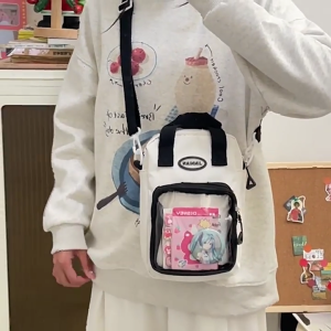 Japanese Styles Shoulder Bag for Women Phone Bag Nylon Crossbody Bag Clear Itabag Handbag All-Matching Messenger Bag