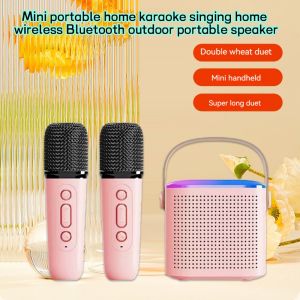 [In Stock]NEW karaoke Set Wireless Bluetooth Speaker With 2 Wireless Microphones Portable Microphone powerhouse karaoke system Christmas Gift