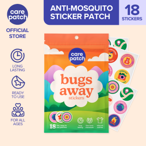 Carepatch Bugs Away Mosquito Repellent Sticker Patch with Citronella and Eucalyptus - Full Size (18 pcs)