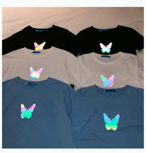 Women Printing Short Sleeve Fit Crop Top T-Shirt Baju Wanita 女装上衣 Korean Clothing Sun Moon Flower Butterfly T-010