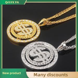 🔔🔔🔔QA Big Rotatable US Dollar Money Sign Pendant Necklace Men Rapper Hip Hop