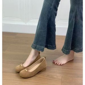 [Free Shipping] WomenS Shoes With Inner Height-Increasing Insoles Suitable For Pairing With Skirts Featuring A Shallow Toe Design 2026 Summer New Collection Chunky Heel Slip-On Style And Soft Sole