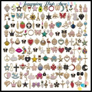 【Jumpping】 ดอกไม้สัตว์ผสมเคลือบฟันเสน่ห์จี้ DIY สร้อยข้อมือเครื่องประดับทำหัตถกรรม