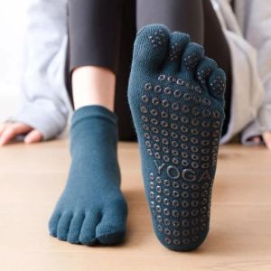 ZEEMIN Breathable Women Pilates Socks Five Toe Silicone Non-Slip Yoga Socks Anti-Slip Ballet Dance Ladies Fitness Sports Cotton Socks