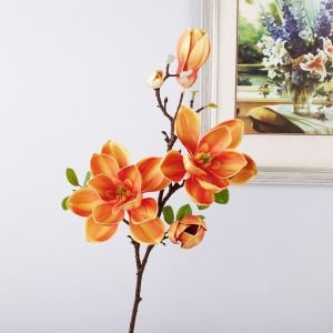 BVN35 Real Touch Artificial Magnolia Flower Handmade Large Faux Magnolia Branch Photography Props Realistic Artificial Orchid Home Decoration