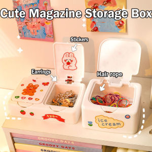 Cute Press Storage Box Student Desktop Organizer Cosmetics Shelf Desktop Makeup Storage Box